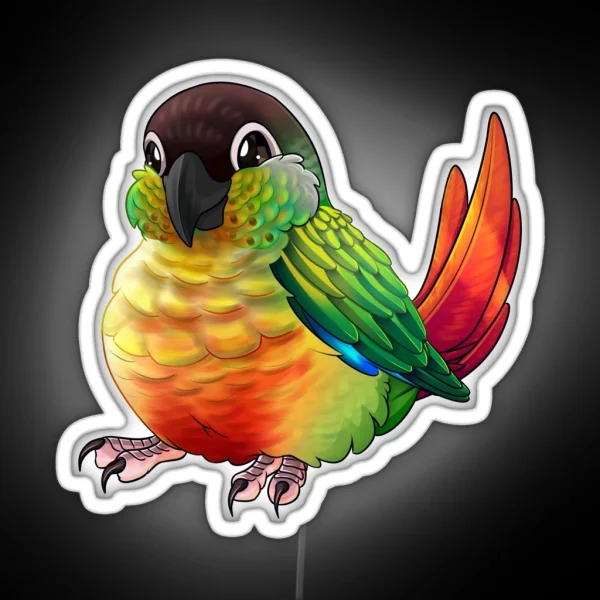 Yellow Sided Green Cheek Conure RGB Neon Sign