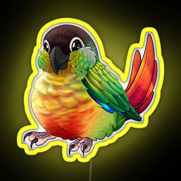 Yellow Sided Green Cheek Conure RGB Neon Sign