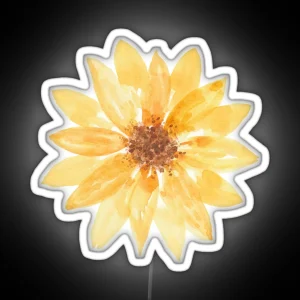 Yellow Watercolor Sunflower RGB Neon Sign