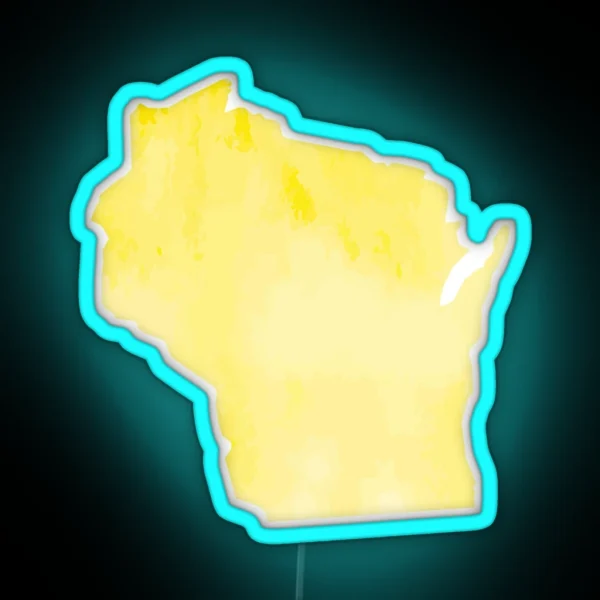 Yellow Watercolor Wisconsin RGB Neon Sign