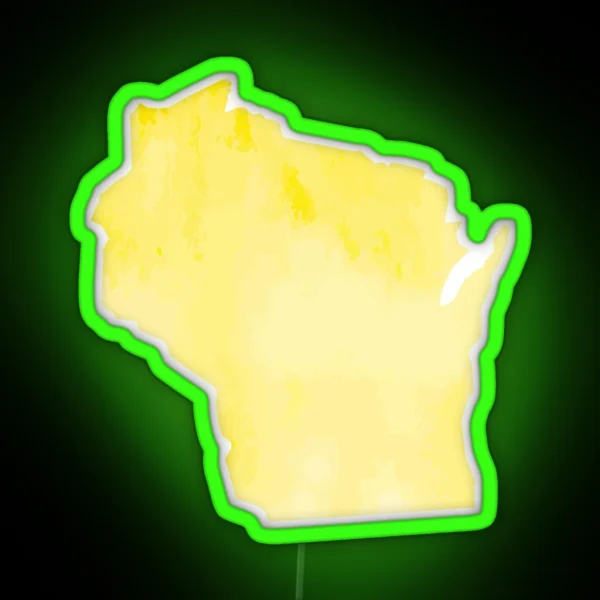 Yellow Watercolor Wisconsin RGB Neon Sign