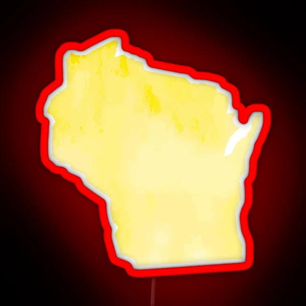 Yellow Watercolor Wisconsin RGB Neon Sign