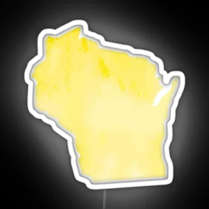 Yellow Watercolor Wisconsin RGB Neon Sign