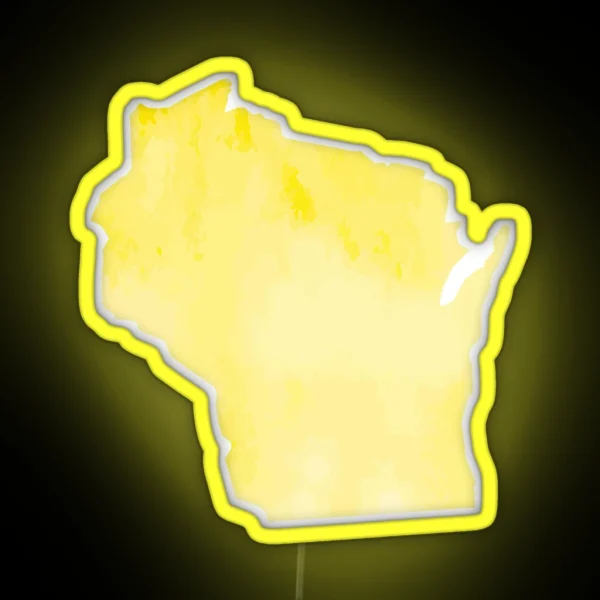 Yellow Watercolor Wisconsin RGB Neon Sign