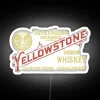 Authentic handcrafted Yellowstone Bourbon Whiskey neon sign with rugged rustic charm.
