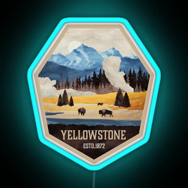 Yellowstone National Park A Design To Celebrate America The Beautiful RGB Neon Sign