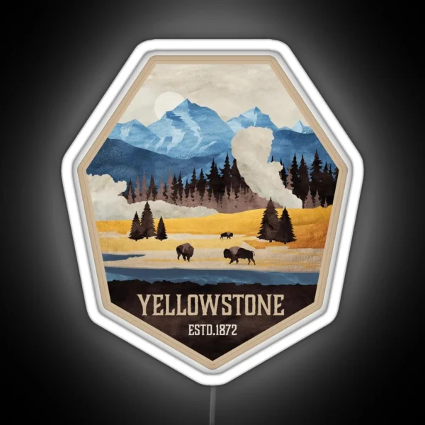 Yellowstone National Park A Design To Celebrate America The Beautiful RGB Neon Sign