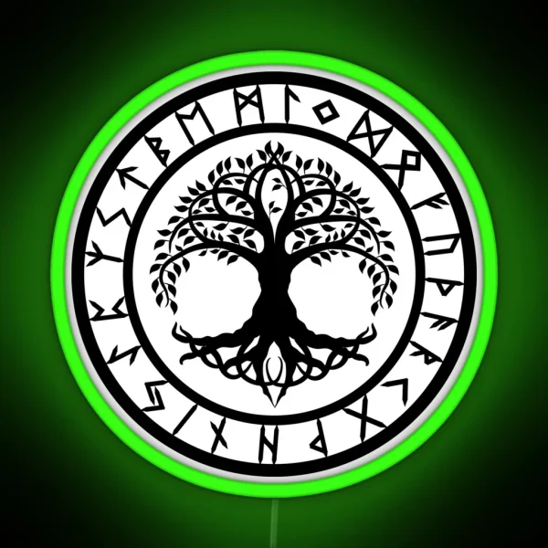 Yggdrasil Rune Circle Variant I RGB Neon Sign