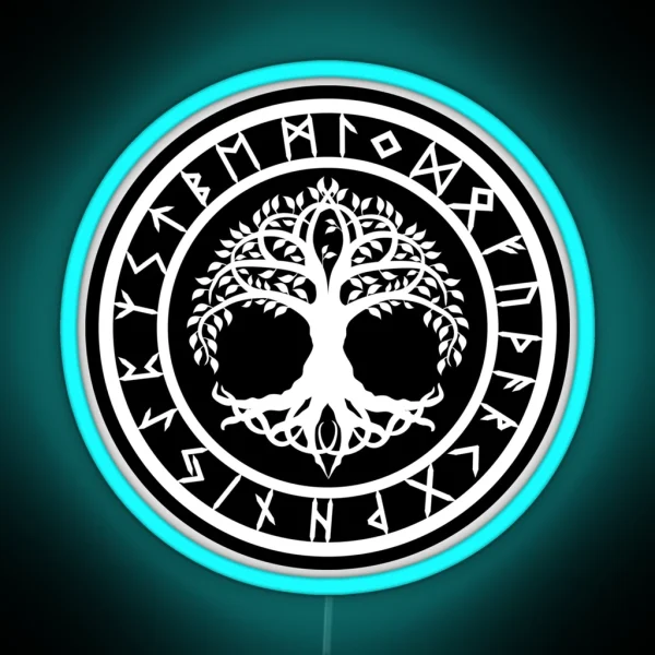 Yggdrasil Rune Circle Variant II RGB Neon Sign
