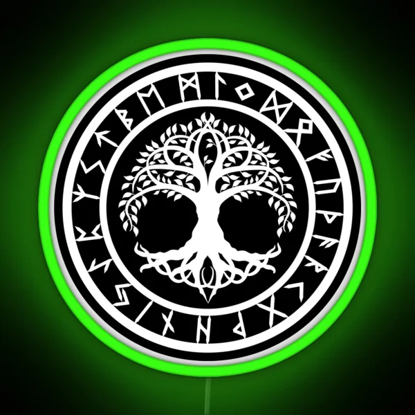 Yggdrasil Rune Circle Variant II RGB Neon Sign
