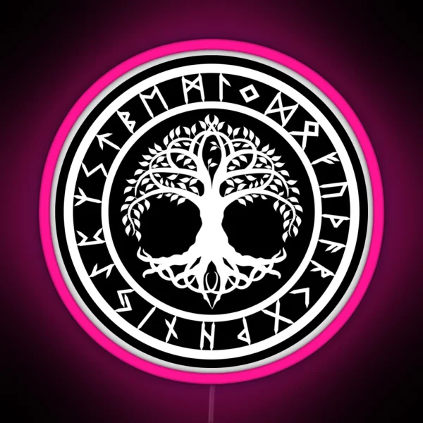 Yggdrasil Rune Circle Variant II RGB Neon Sign