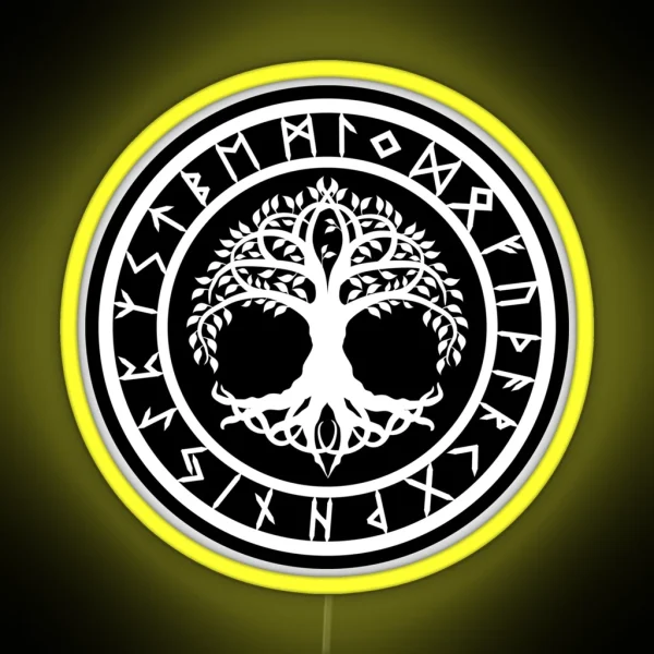 Yggdrasil Rune Circle Variant II RGB Neon Sign