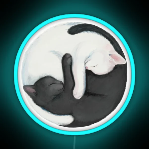 Yin Yang Balancing Cats RGB Neon Sign