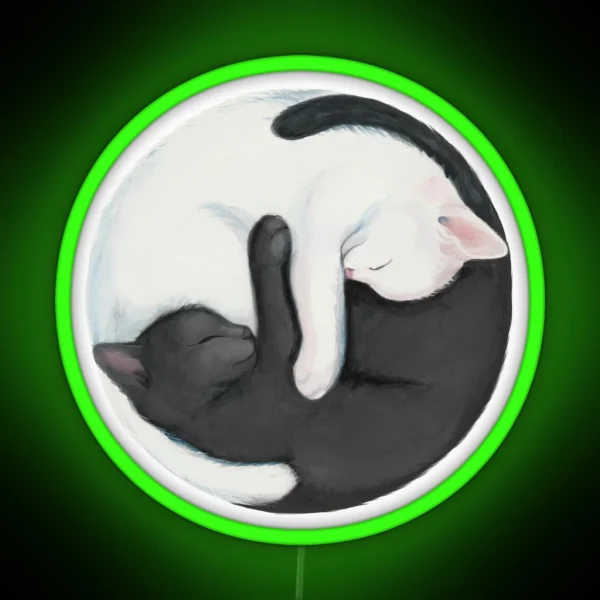 Yin Yang Balancing Cats RGB Neon Sign