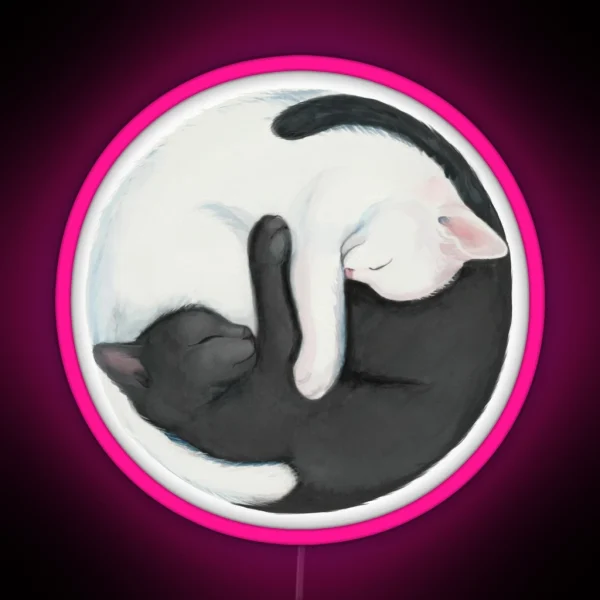 Yin Yang Balancing Cats RGB Neon Sign