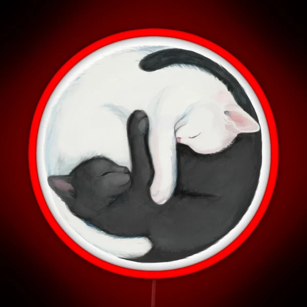 Yin Yang Balancing Cats RGB Neon Sign