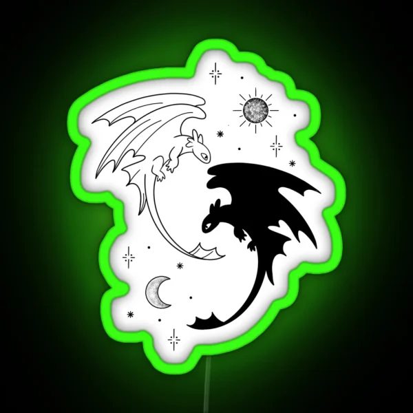 Yin Yang How To Train Your Dragon Toothless RGB Neon Sign