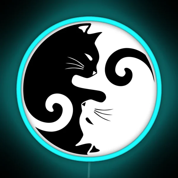 Ying Yang Cats Black And White RGB Neon Sign