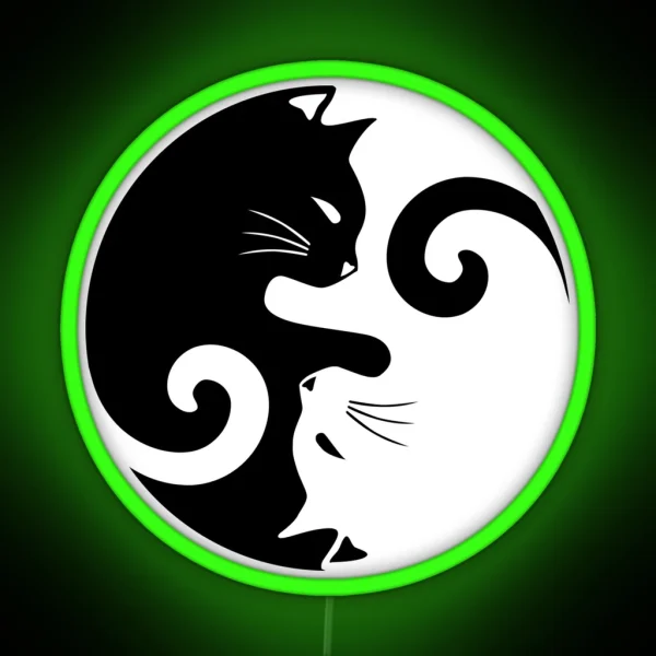 Ying Yang Cats Black And White RGB Neon Sign