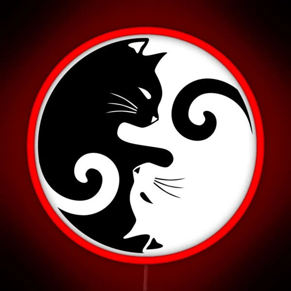 Ying Yang Cats Black And White RGB Neon Sign