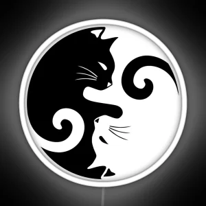 Ying Yang Cats Black And White RGB Neon Sign