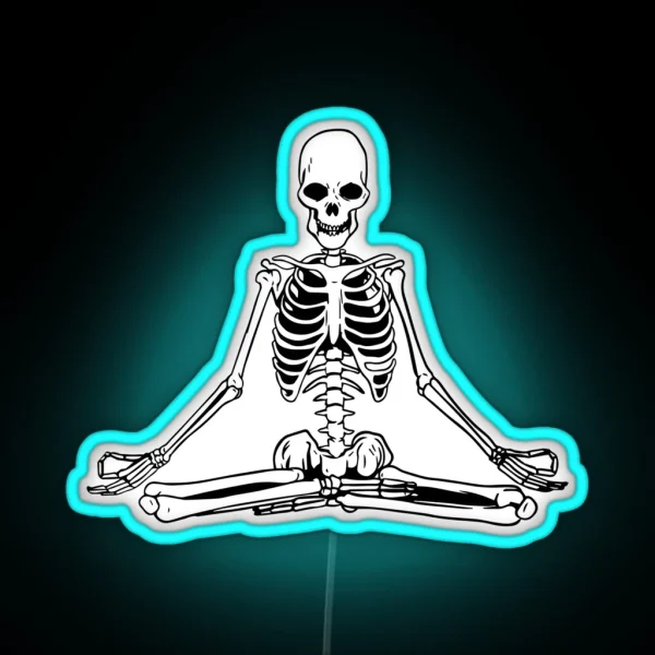 Yoga Meditating Skeleton RGB Neon Sign
