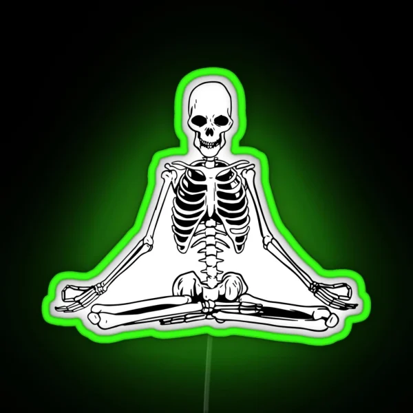 Yoga Meditating Skeleton RGB Neon Sign