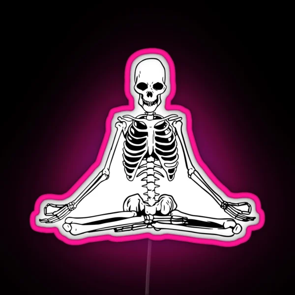 Yoga Meditating Skeleton RGB Neon Sign