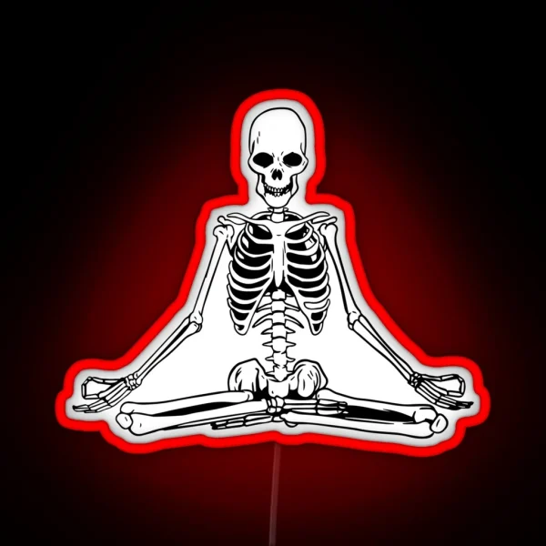 Yoga Meditating Skeleton RGB Neon Sign