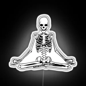 Yoga Meditating Skeleton RGB Neon Sign