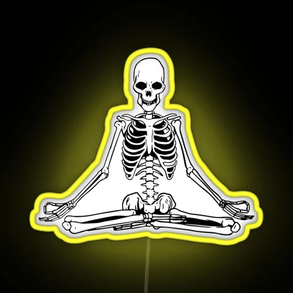 Yoga Meditating Skeleton RGB Neon Sign