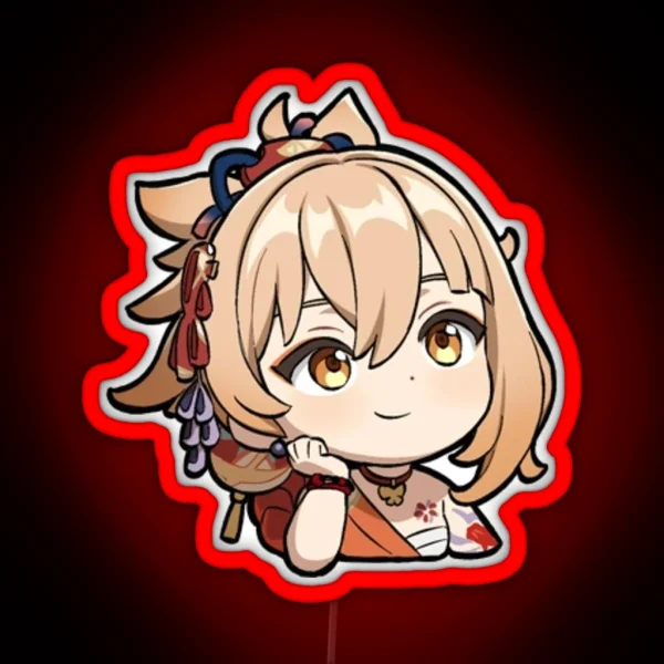 Yoimiya Chibi Emote RGB Neon Sign