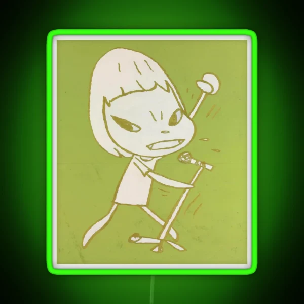Yoshitomo Nara Green Guitar Girl RGB Neon Sign
