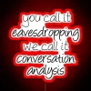 Conversation starters in style with impromptu analysis linguistics neon light sign