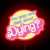 Add dark humor to your space with this provocative sign.