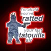 Rat's regret with RGB glow, humorous warning for tattoo enthusiasts.
