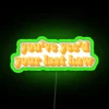 Vintage inspired RGB neon sign with quirky housewarming theme decor