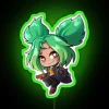 Glowing LED neon sign featuring Zeri from League of Legends
