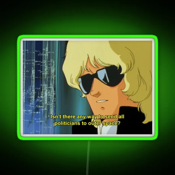 Zeta Gundam Quattro Send All Politicans To Outer Space RGB Neon Sign