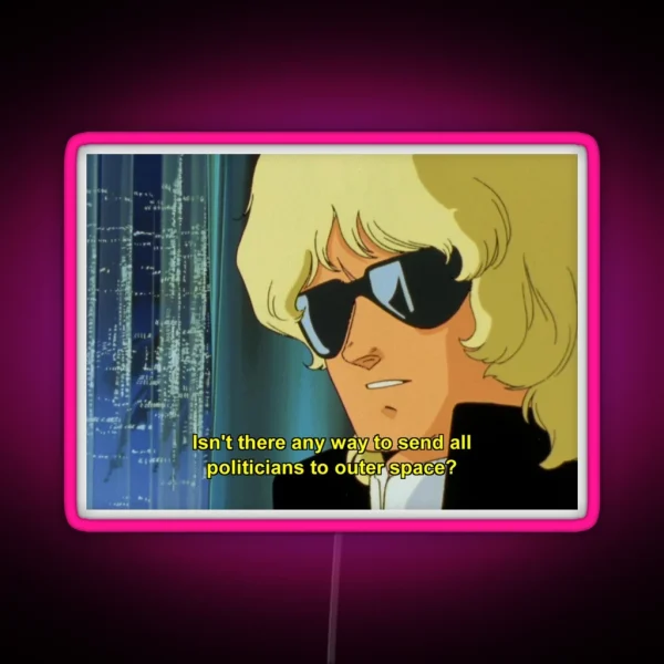 Zeta Gundam Quattro Send All Politicans To Outer Space RGB Neon Sign