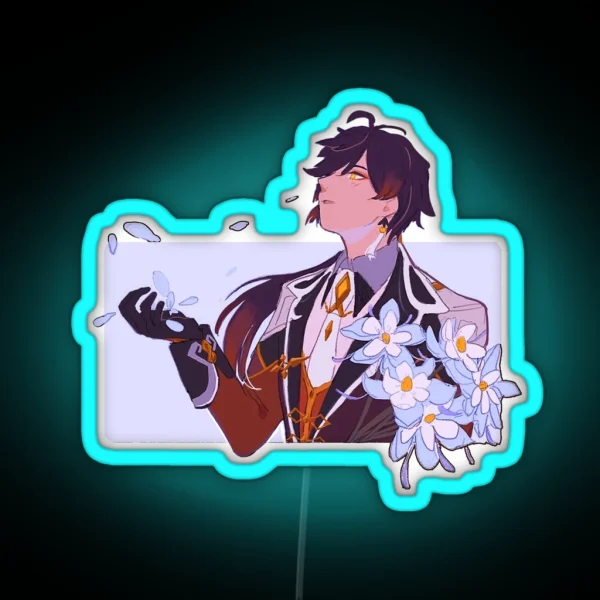 Zhongli And Dried Glaze Lilies RGB Neon Sign