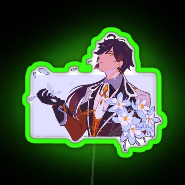 Zhongli And Dried Glaze Lilies RGB Neon Sign