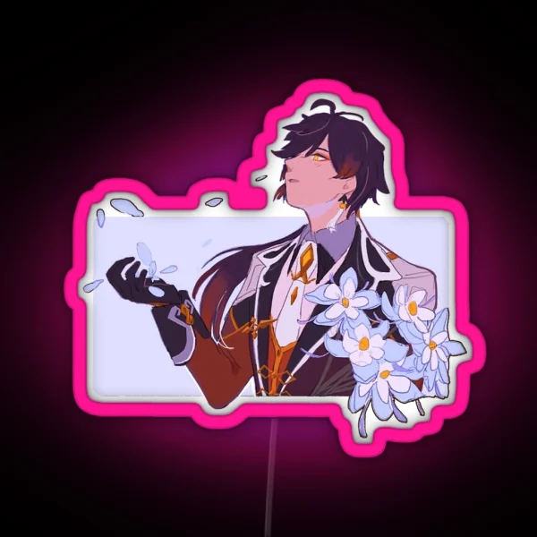 Zhongli And Dried Glaze Lilies RGB Neon Sign