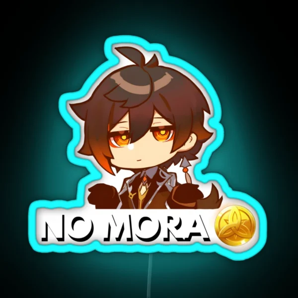 Zhongli NO MORA Genshin Impact RGB Neon Sign