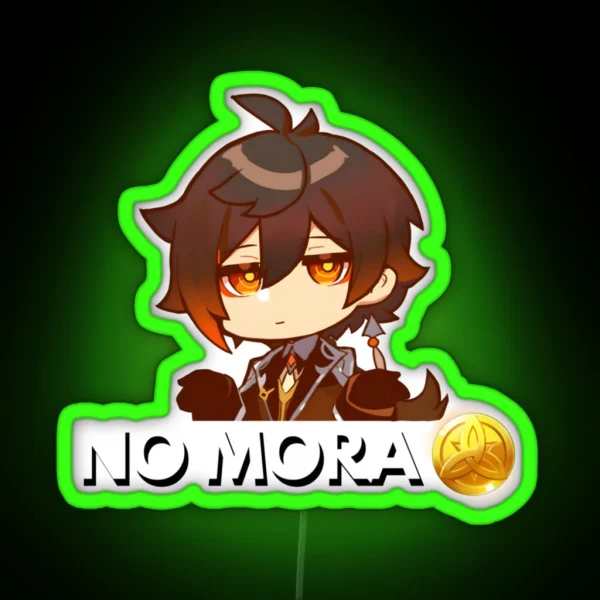 Zhongli NO MORA Genshin Impact RGB Neon Sign