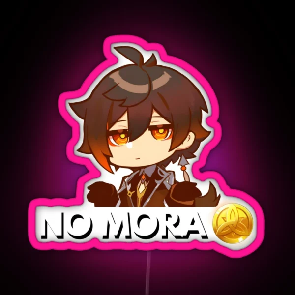 Zhongli NO MORA Genshin Impact RGB Neon Sign