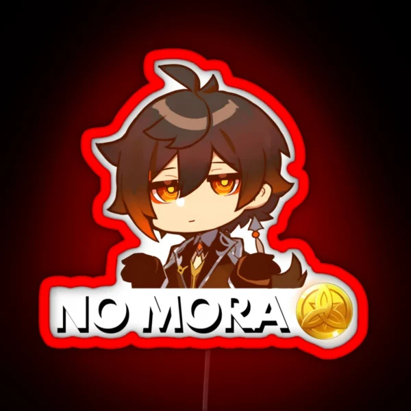 Zhongli NO MORA Genshin Impact RGB Neon Sign