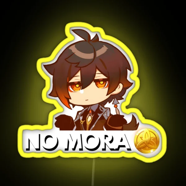 Zhongli NO MORA Genshin Impact RGB Neon Sign