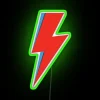 Vibrant David Bowie inspired Ziggy Stardust lightning bolt neon lighting artwork