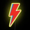 Boldly colorful LED lighted neon sign inspired by rock icons.